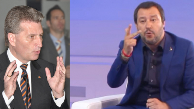 Inaudito attacco del commissario dell'UE, Oettinger: interviene Matteo Salvini