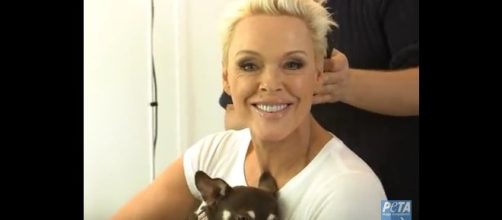 Actress, reality star, model and mom-to-be, Brigitte Nielsen. [Image from PETA Deutschland e.V. / YouTube.]