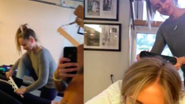 Chiara Ferragni durante il trattamento con la Fascia Blaster