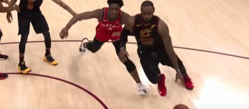 LeBron James and the Cavs will go for a perfect sweep of the Raptors in their second-round series on Monday night. [Image via NBA/YouTube]