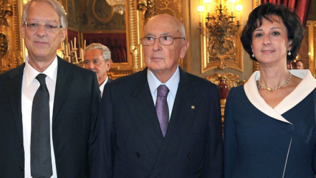 Marta Cartabia, vice presidente della Corte Costituzionale, accanto a Napolitano