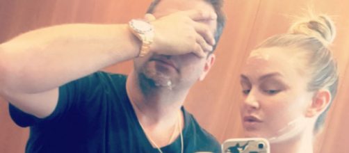 Randall Emmett and Lala Kent pose at their plastic surgeons office. [Photo via Instagram]