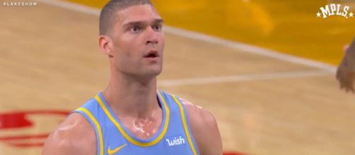 Brook Lopez will become a free agent for the first time in his career. [image source: Lakers - YouTube]