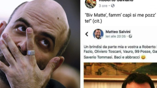 Salvini annuncia verifica dei presupposti per la scorta a Saviano.