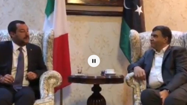 Matteo Salvini all'incontro a Tripoli con il ministro dell'Interno libico Abdulsalam Ashour per discutere della questione migranti