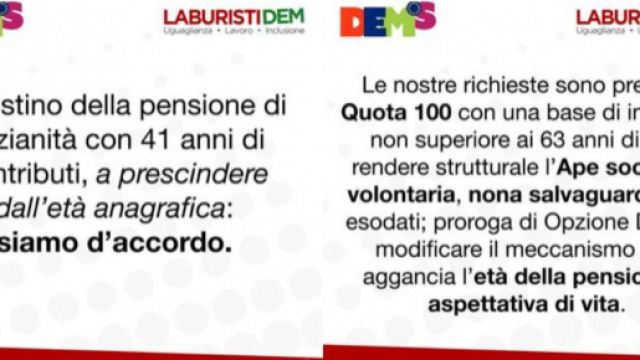 Pensioni, le proposte del Pd: da Quota 100 e 41 a Opzione donna.