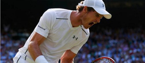 Andy Murray celebrates a point at Wimbledon. Photo: screenshot via Wimbledon channel on YouTube