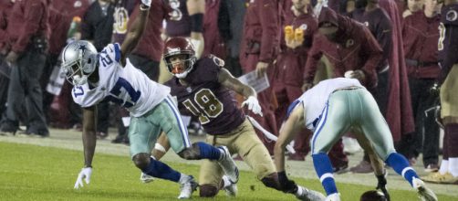 Jourdan lewuis looks to take full control of the slot corner position as he battles Anthony Brown - Image credit - Keith Allison | Flickr