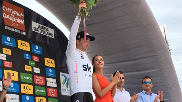 Gianni Moscon, secondo in classifica e maglia bianca al Giro del Delfinato