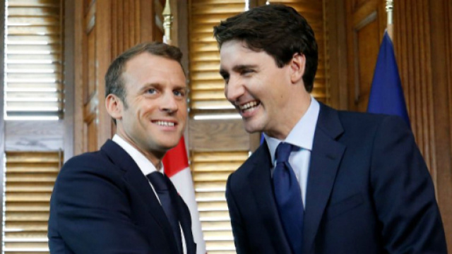 Le pr&eacute;sident fran&ccedil;ais et le premier ministre am&eacute;ricain se sont montr&eacute;s unis contre la d&eacute;cision de Trump d'imposer des taxes &agrave; ses alli&eacute;s