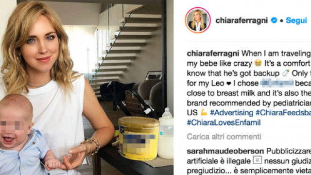 Il post Instagram "incriminato" con Chiara Ferragni che compare con il figlio Leone Lucia in braccio.