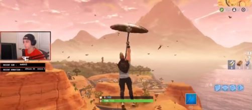 Faze cLoak landing on a new map location in 'Fortnite' - [Image Credit: Fortnite Poggers/YouTube]