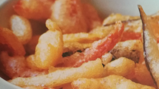 Tempura di melanzane e peperoni.