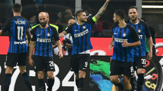 L'esultanza dei giocatori dell'Inter