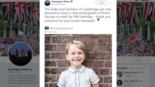 Buon compleanno, principe George. Il tweet di Kensington Palace.