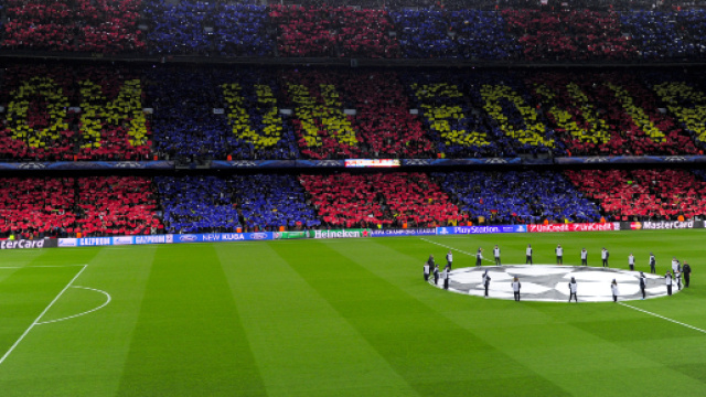 Il Camp Nou di Barcellona, formato Champions (Panorama)