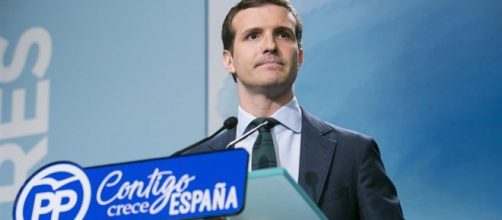 Pablo Casado, durante la rueda de prensa en el Comit&eacute; Ejecutivo Nacional del PP (EFE)