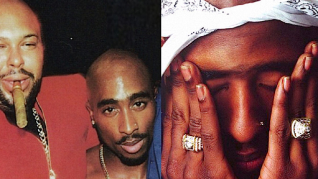 Suge Knight a sinistra, Tupac a destra
