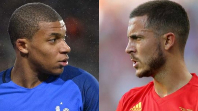 Kylian Mbapp&eacute; ed Eden Hazard, tra i pi&ugrave; attesi nella prima semifinale dei Mondiali 2018 tra Francia e Belgio