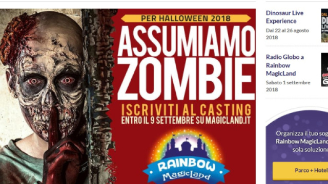 Raimbow Magicland cerca 150 figuranti per festeggiamenti di Halloween 2018