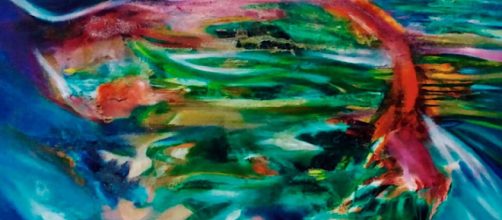 Artist Eddie Mosler creates colorful paintings that contain a lot of textures. / Image via Eddie Mosler, used with permission.