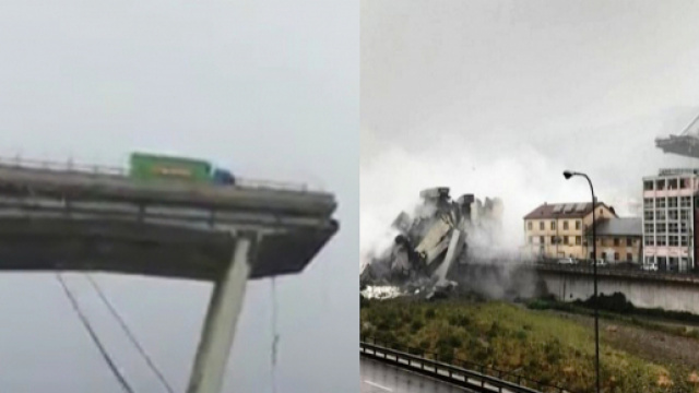 Le immagini del crollo di ponte Morandi a Genova