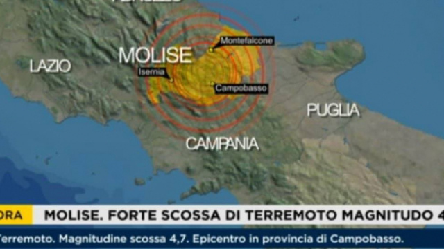 Scossa di terremoto in Molise, magnitudo 4.7 Richter
