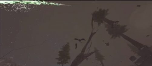 A player waiting to be swooped down by a Ptera in 'ARK.' - [Danne / YouTube screencap]