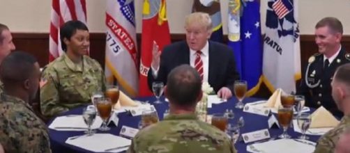 Donald Trump discussing military parade with officers. [Image courtesy &ndash; YouTube, Time]
