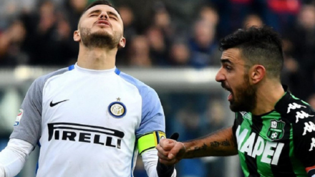 La disperazione di Icardi contro il Sassuolo.