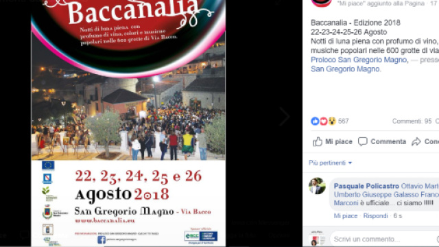baccanalia 2018 via bacco san gregorio magno salerno