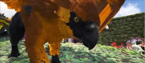 A gold-colored griffin in 'ARK: Survival Evolved.' [Image source: KingDaddyDMAC/YouTube]