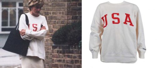 A Ralph Lauren sweatshirt gifted by Princess Diana to the chief stewardess on the Al-Fayed yacht is on auction. [Image @mikegraffpr/Twitter]