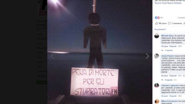 Stupro 15enne a Jesolo, per la citt&agrave; manichini col cappio al collo: 'Pena di morte', le foto