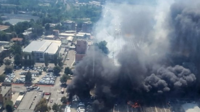 Immagine dall'alto dell'incidente (foto Vigili del Fuoco)