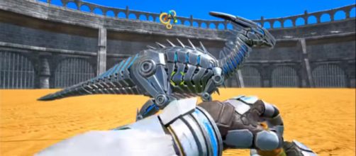 The Tek Parasaur ready to face another opponent. [Image source: ChubbyDino/YouTube]