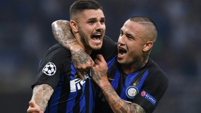L'esultanza di Icardi e Nainggolan contro il Tottenham