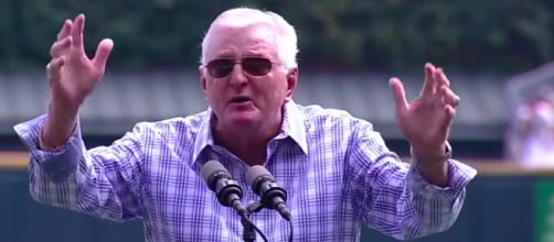 Harrelson returned to the White Sox in 1990 as the main play-by-play voice for the team. [image source: Chicago White Sox/YouTube ]