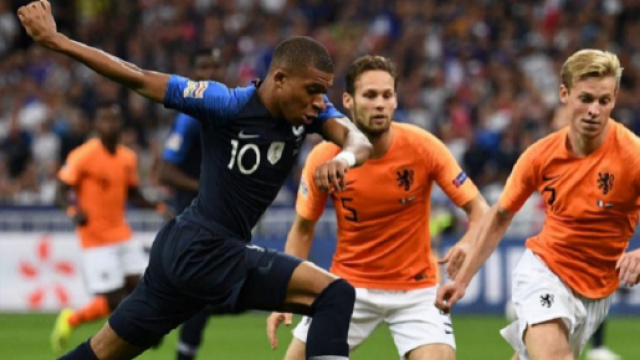 Kylian Mbapp&eacute;, autore del primo gol in Francia-Olanda 2-1 di Nations League