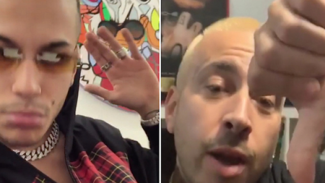 Sfera Ebbasta a sinistra, Luch&eacute; a destra.
