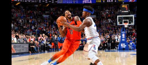 Paul George and the Thunder battled Jimmy Butler and the Sixers in Philly on Saturday (Jan. 19). - [Bleacher Report / YouTube screencap]