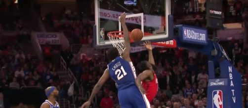 Joel Embiid blocks James Harden (YouTube, NBA)