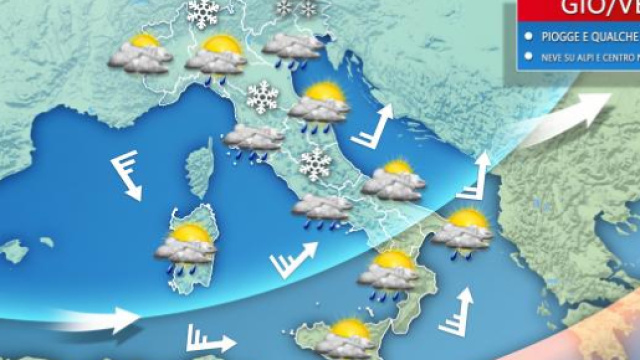 Meteo Italia di venerd&igrave; 25 gennaio.