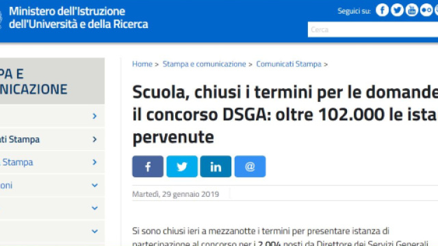 Domande inviate Dsga e prova pre-selettiva