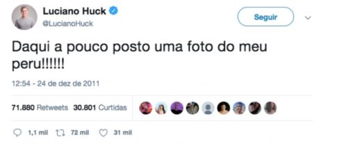 Luciano Huck acabou virando meme por seu tweet de Natal. (Reprodu&ccedil;&atilde;o/Twitter)