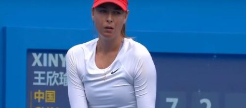 Sharapova retired from the quarterfinals match in Shenzhen. Photo: screencap via WTA/ YouTube