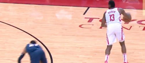 Houston's James Harden was able to shake his man for a nice score in January 7 game against Denver. - [NBA / YouTube screencap]
