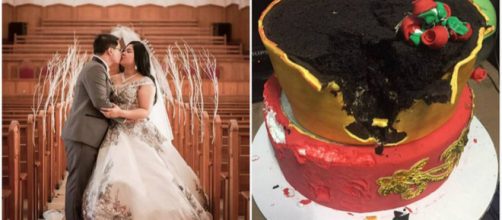 Noiva se decepciona com bolo. (Fonte: R7)