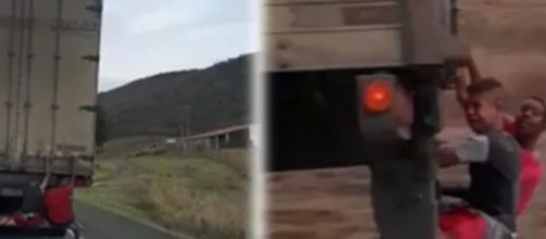 V&iacute;deo de jovens &ldquo;pegando rabeira&rdquo; viraliza nas redes sociais. Reprodu&ccedil;&atilde;o/Facebook