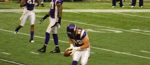 Kyle Rudolph caught his first touchdown pass of the season on Sunday. [Image Source: Flickr | Rick Burtzel]
